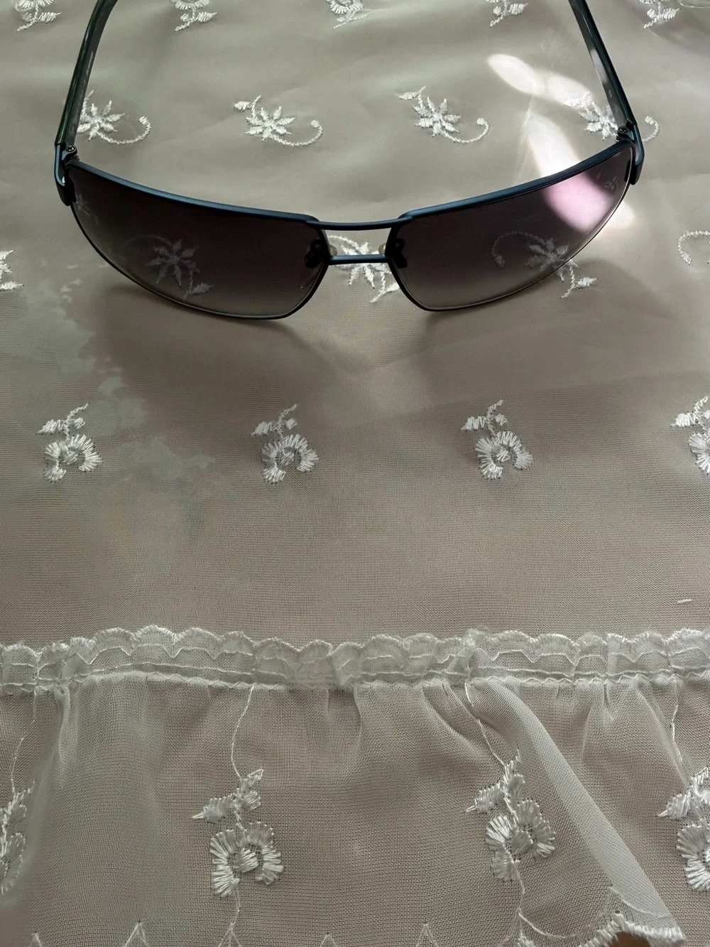 Jil Sander Black and Dark Blue Rimless Sunglasses